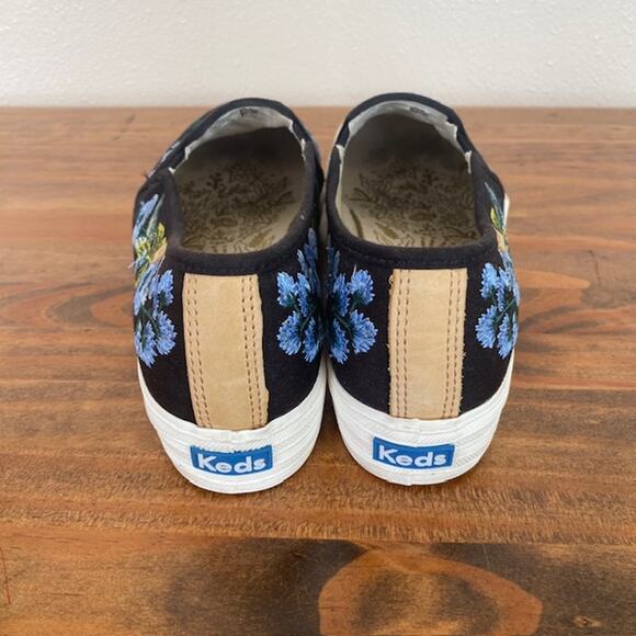 Keds Rifle Paper Co Botanical Black Platform Slip-on Sneakers - Size 8 - Picture 7 of 9